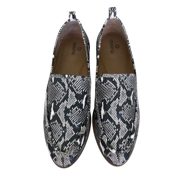 Susina Faux Snakeskin Pattern Low Stacked Heel Loafers Black Multi Size 7.5 M - Picture 7 of 7
